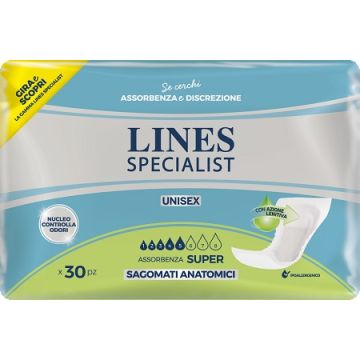 PANNOLONE LINES SPECIALIST CLASSIC SAGOMATO SOTTILE SUPER 30PEZZI